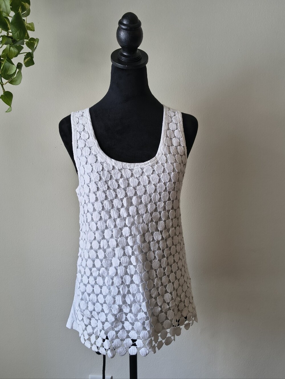 NWT J. Crew White 100% Cotton Crochet Eyelet Tank Top Size Small